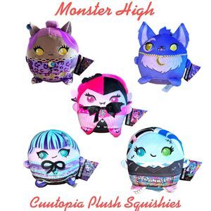 NEW MATTEL Monster High Cuutopia Plush Squishies! (Whole Set Of 5) Ready To Ship